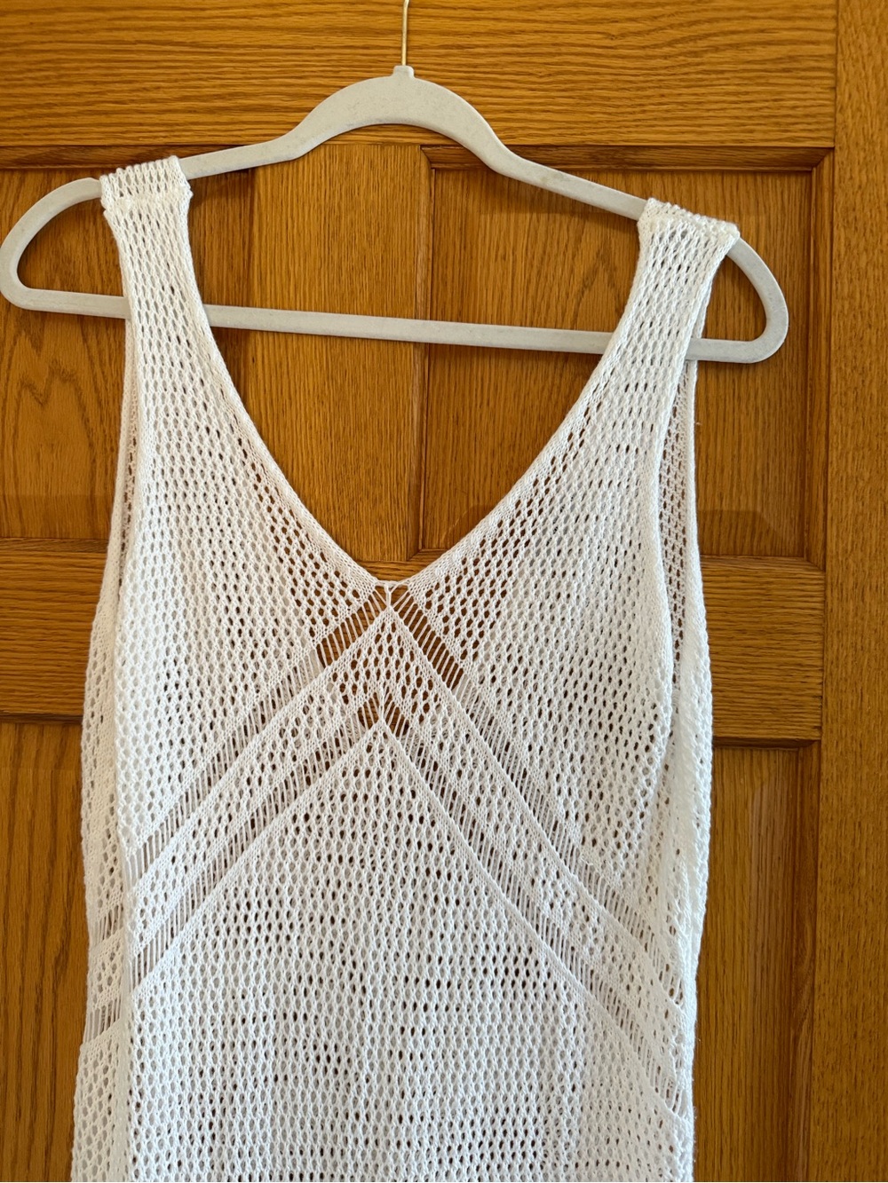 White Open-Knit Sleeveless Beach Cover-Up